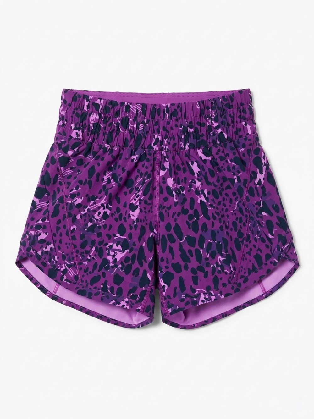 Lululemon Track Mid-Rise Lined Short 5" Cheetah Camo Magenta Purple Multi Size 2